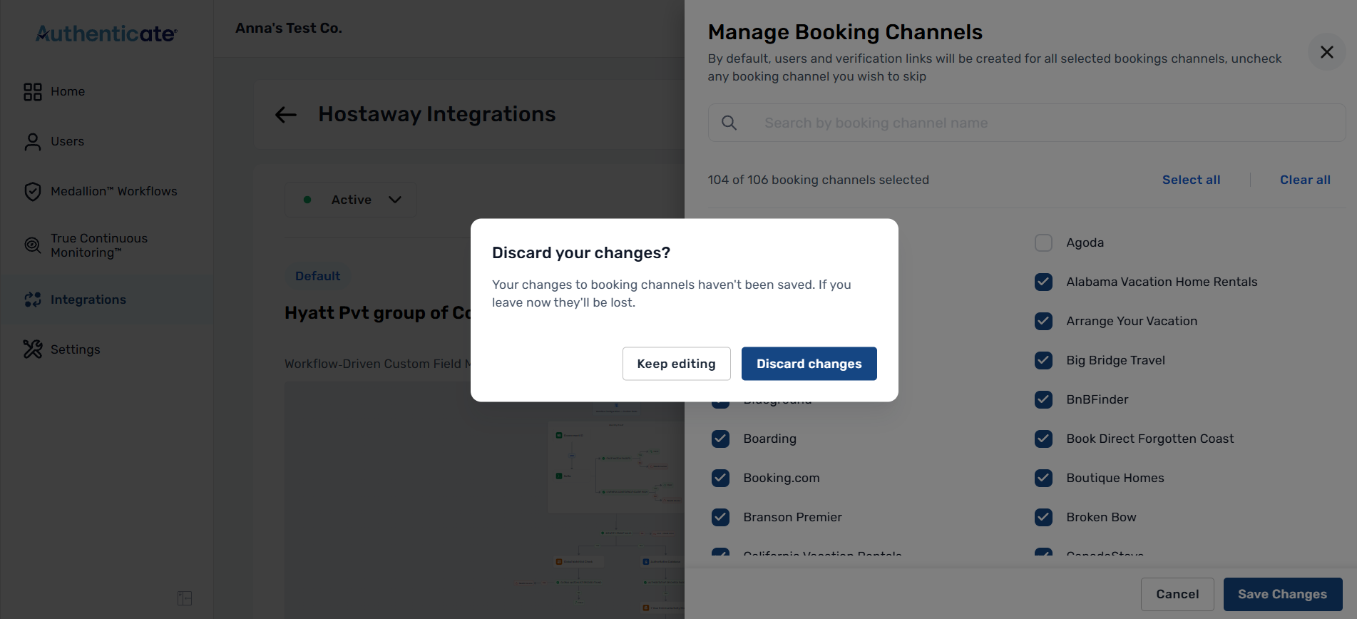 Unsaved changes confirmation dialog